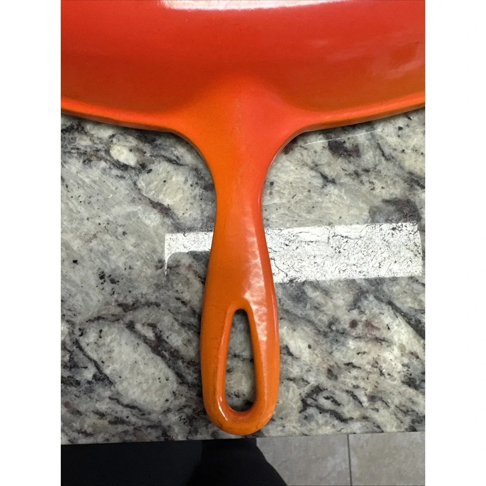 Le Creuset #26 Red Enameled Cast Iron Square Grill Pan Skillet Griddle Orange